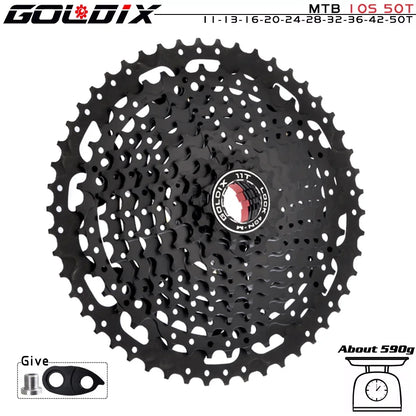 GOLDIX Black MTB Cassette 8/9/10/11/12 Speed 40/42/46/50T K7 Bicycle Freewheel Sprocket