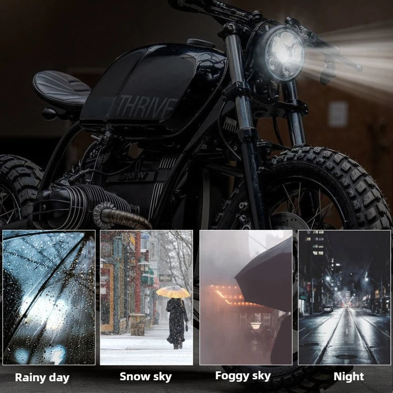 3 Lens Super bright light motorcycle Headlights led Lens spotlight Moto Fog lamp motorcycle High low beams Work light Scooters