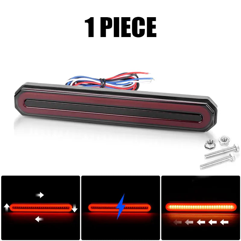 3 in 1 Motorcycle Led Brake Tail lamp Turn signal Light DRL Sequential Signal Lamps Taillight For Truck Trailer RV Cafe Racer
