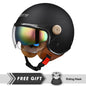 Double Lens Motorcycle Helmets Retro DOT 3/4 Open Half Face Helmet Dual Visor J CHINA