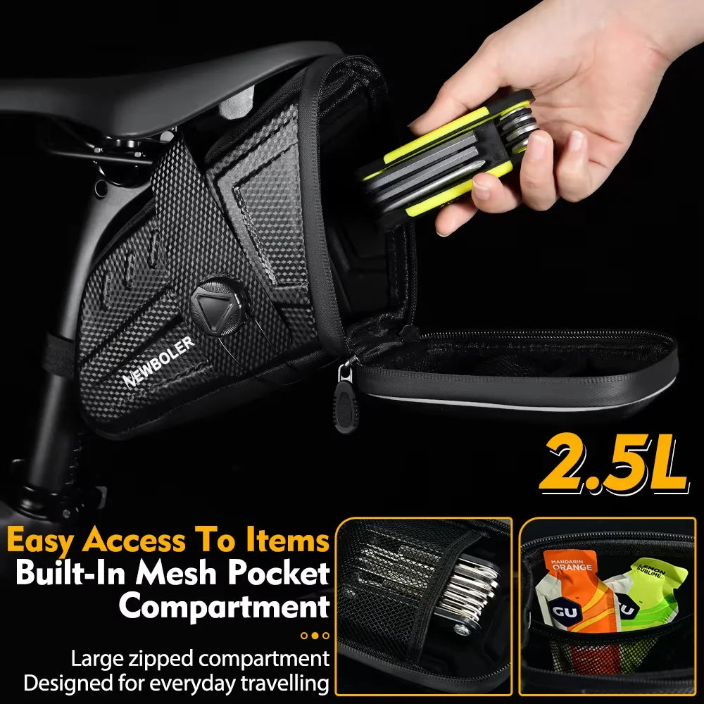 NEWBOLER Waterproof Bicycle Saddle Bag MTB Road Bike Saddlebags Reflective Striped Bicycle Tool Bag MTB Bike Bag Accessories