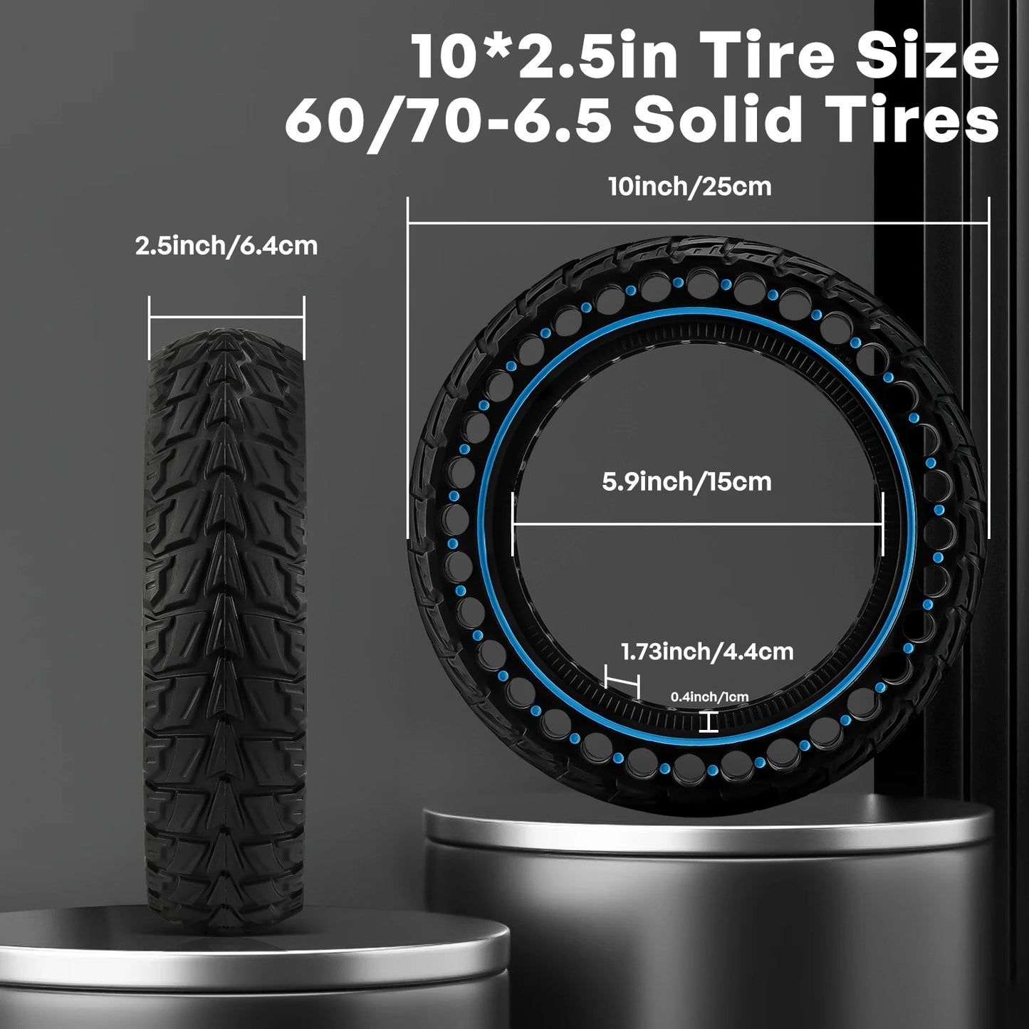 10x2.5 (60/70-6.5)Off-road Solid Tire for Ninebot G30 G30L G30D Electric Scooter Anti-slip Explosion-proof Tyre Strong Grip