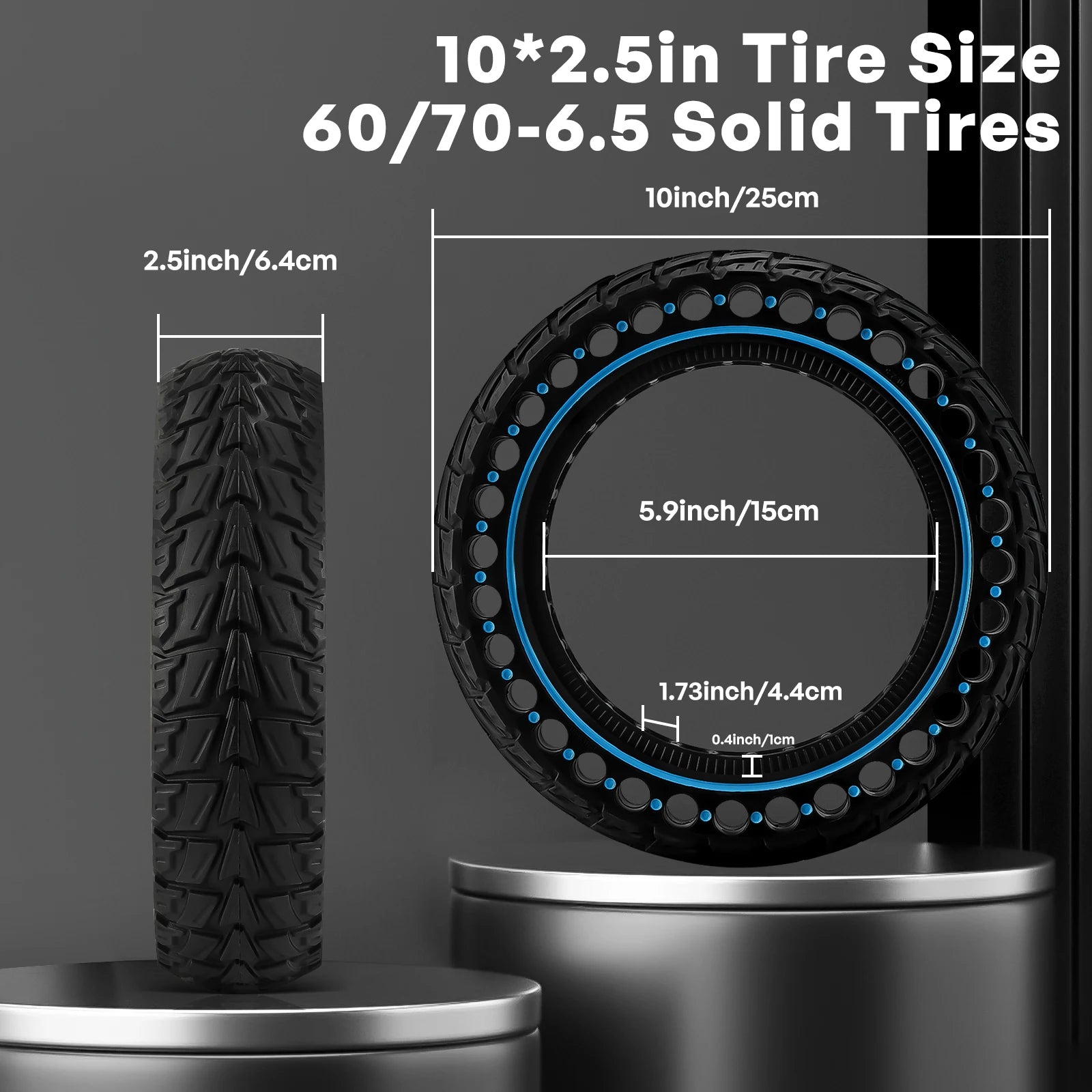 10x2.5 (60/70-6.5)Off-road Solid Tire for Ninebot G30 G30L G30D Electric Scooter Anti-slip Explosion-proof Tyre Strong Grip
