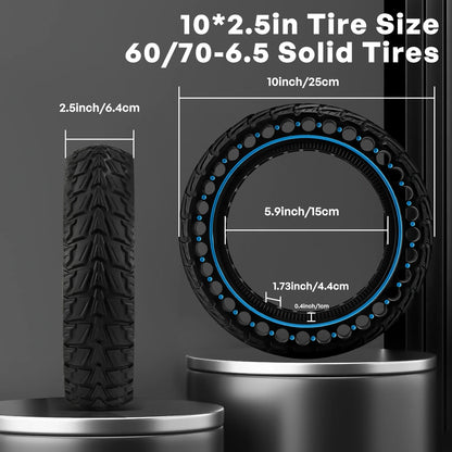 10x2.5 (60/70-6.5)Off-road Solid Tire for Ninebot G30 G30L G30D Electric Scooter Anti-slip Explosion-proof Tyre Strong Grip