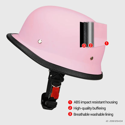 Helmet Motorcycle Leather Vintage Open Face Helmet Men Women Moto Half Helmet DOT Certification
