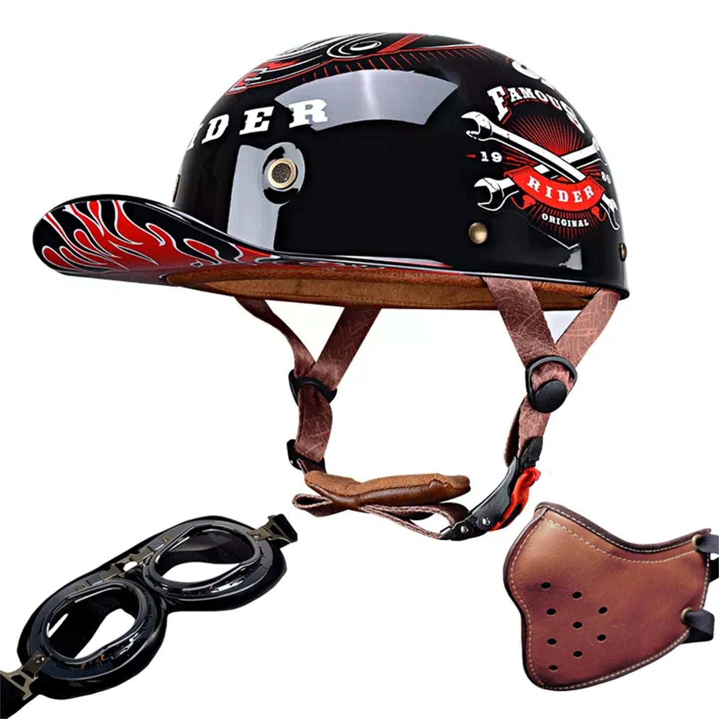 motorcycle retro helmets ladybug helmets electric car baseball caps half helmets Black-wolf China