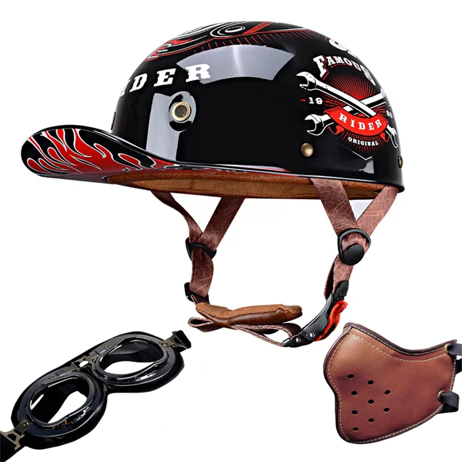 motorcycle retro helmets ladybug helmets electric car baseball caps half helmets Black-wolf China
