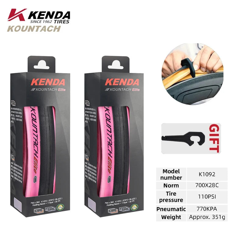 Kenda K1092 New 700x25/28c Puncture Protection Urltra-Light Bicycle Rubber Folding Tire Road Bicycle Puncture Resistant Tyre 700x28C Pink 2pcs China