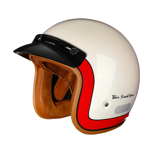 3/4 Motorcycle Helmet Retro Style – ABS Lightweight Shell – No Visor – Adjustable Strap