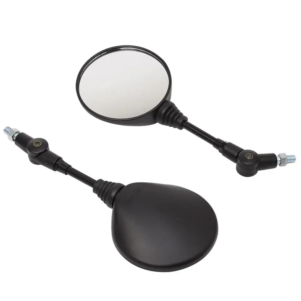 Universal 10mm Black Motorcycle Side Mirror, Anti-fall Folding Round Rearview Mirror