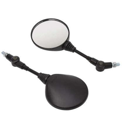 Universal 10mm Black Motorcycle Side Mirror, Anti-fall Folding Round Rearview Mirror