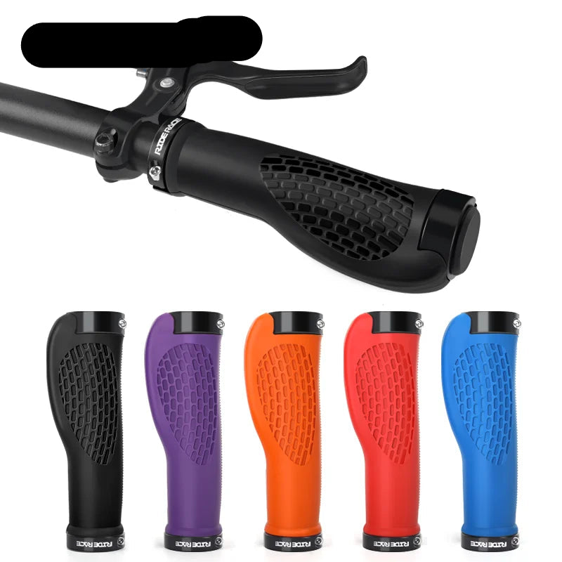 RIDERACE Bicycle Handlebar Grips Dual Lock Mountain Bike Handle Bar Cover Shockproof Non-Slip Ergonomic Cycling Grip Soft Rubber
