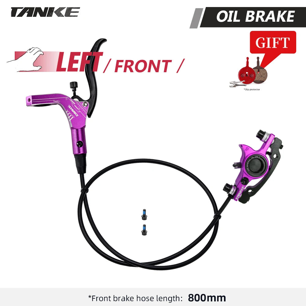 TANKE MTB Bike Hydraulic Disc Brake Set 160mm Rotors Oil Calliper Plate Front Rear Mountain Bicycle Purple-LF China