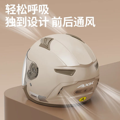 Electric Motorcycle Helmet Men'S Warm Winter Half Helmet Electric Scooter Man Women Four Season