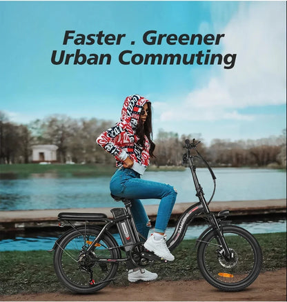 SAMEBIKE CY20 36V 12AH Folding Retro Electric Bike – 20” Alloy Frame, Dual Seat, 350W Motor