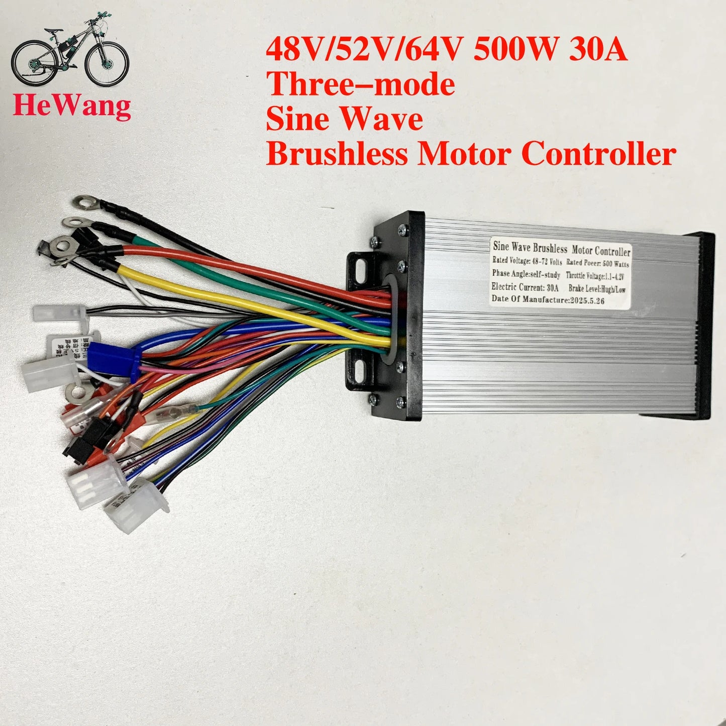 350W/450W/500W/800W three-mode sine wave controller 48V/52V/64V e-bike brushless motor controller 18A/25A/33A/30A for e-scooters