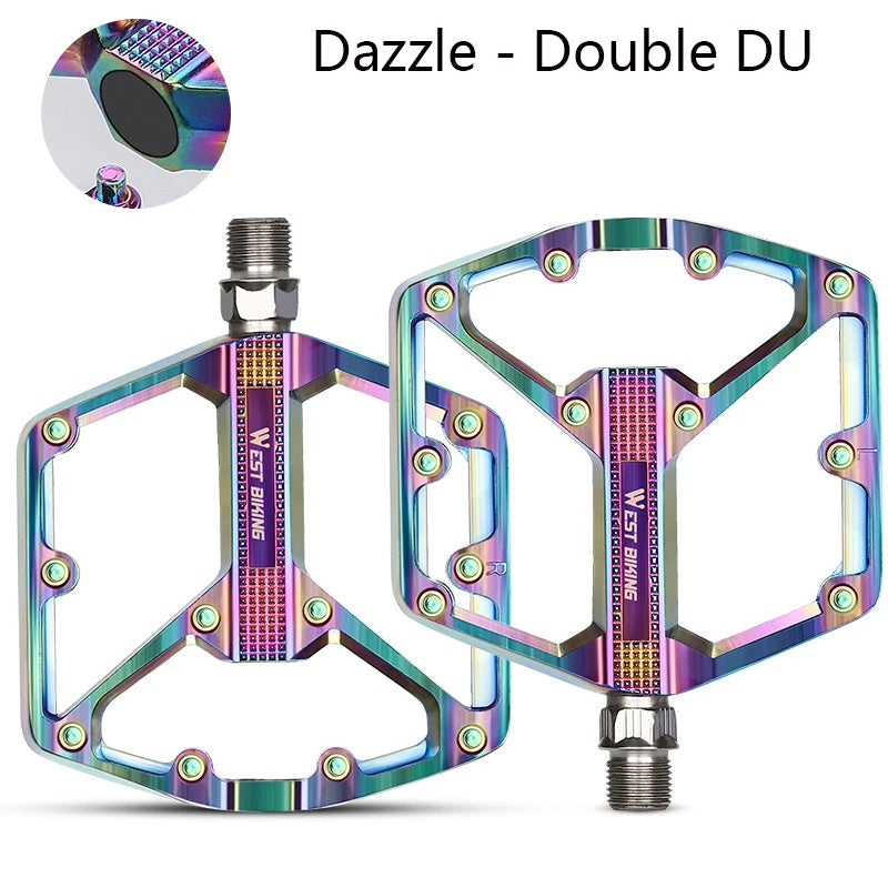 WEST BIKING Bicycle Pedal Aluminum Alloy Pedal Mountain Bike Pedal Chrome-Molybdenum Steel Axle Pedal
