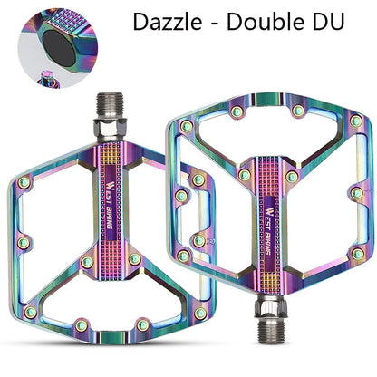 WEST BIKING Bicycle Pedal Aluminum Alloy Pedal Mountain Bike Pedal Chrome-Molybdenum Steel Axle Pedal