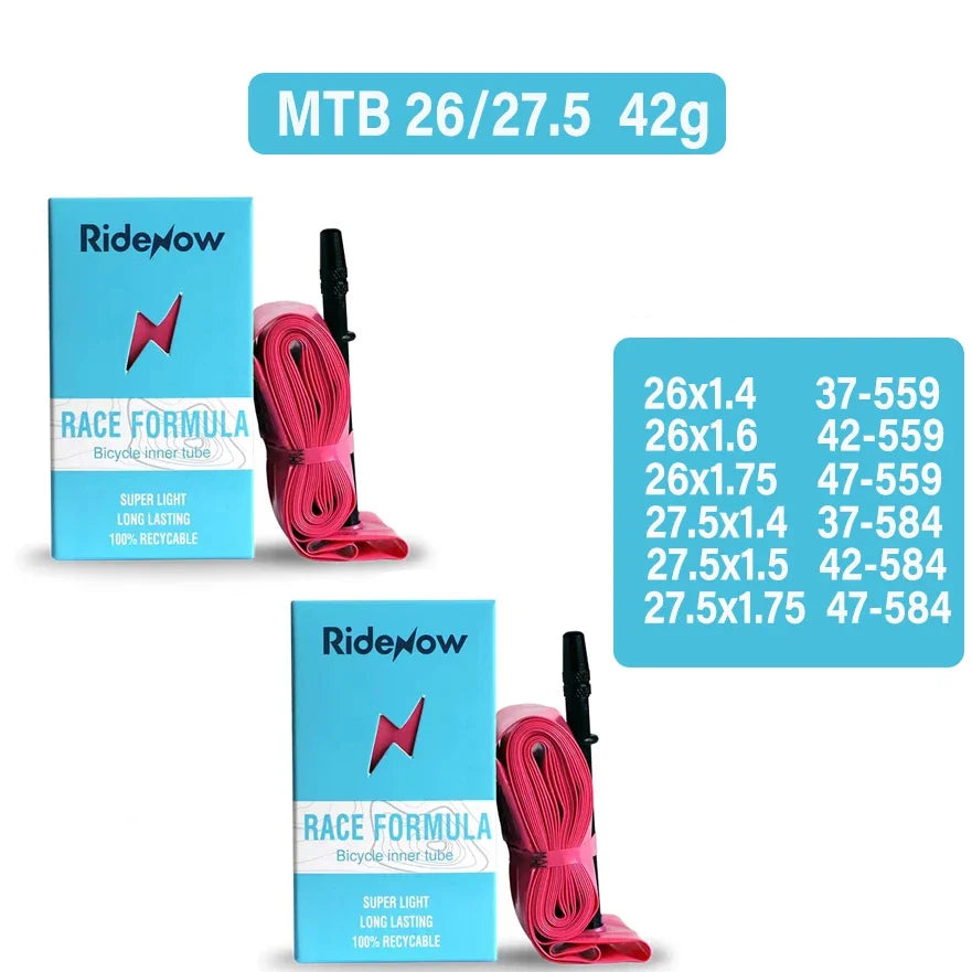 RideNow Bicycle Inner Tube 700c Road MTB Gravel 26inch 28inch 29inch Ultralight Bike Inner Tube French Valve 45mm MTB 26-27.5 42g X2 China