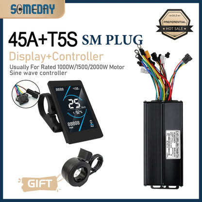 3 mode Controller Sinewave 45A 36/48/52V Ebike Controller With JN Display For 1000W-3000W Electric Bicycle Conversion Kit