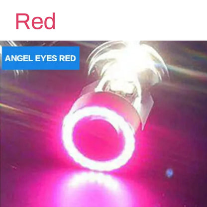 Bulb With Fans H4 BA20D Blue/Red Angel Eye LED Motorcycle Headlight Scooter Motorbike Headlamp Light Bulb DRL Accessories