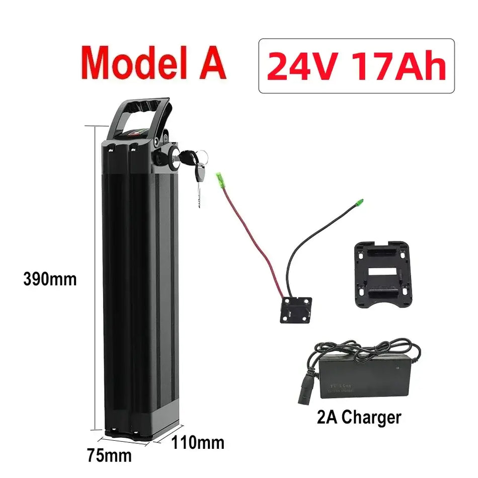 Silverfish E-Bike Battery 24V 36V 48V - 11Ah 15Ah 17Ah 20Ah Lithium-ion Pack for 250W-1000W Bafang Motor