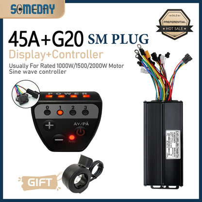 3 mode Controller Sinewave 45A 36/48/52V Ebike Controller With JN Display For 1000W-3000W Electric Bicycle Conversion Kit