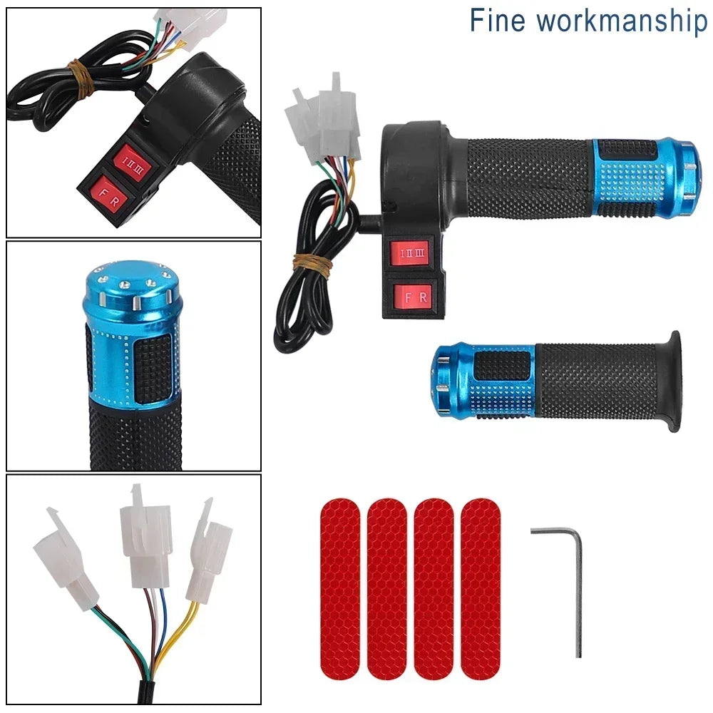 24V 36V 48V 60V 72V Electric Bicycle Finger Throttle Twist Throttle Thumb Throttle with Handle Grips Part for Tricycle/E-scooter