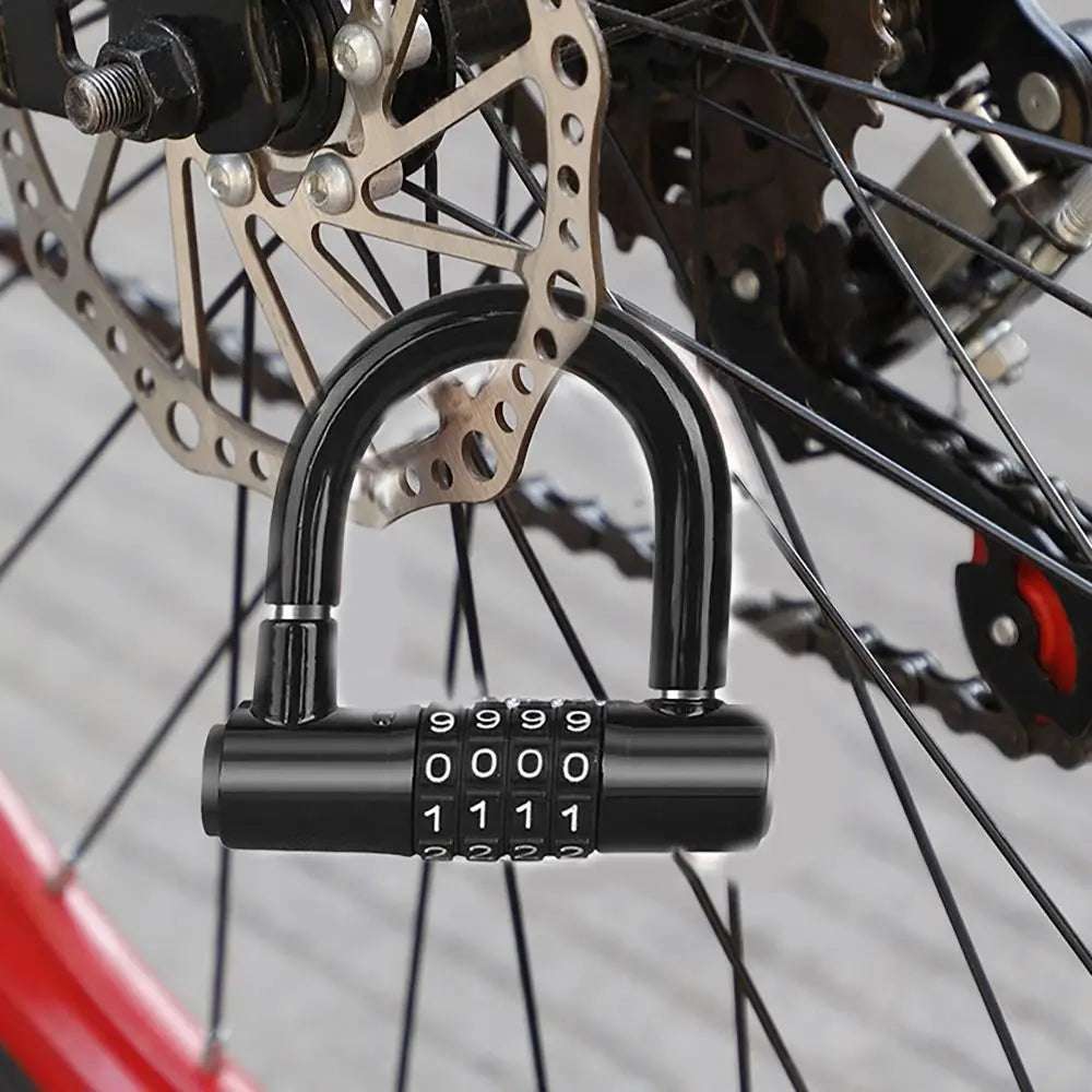 Useful 4 Digit Code Bicycle Security Lock U Shape Anti Theft Bicycle Lock Password Lock Bicycle Lock for Outdoor Riding Suppies