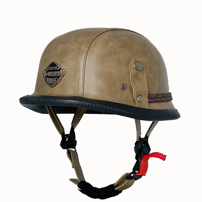 Vintage leather soldier helmet retro half helmet all seasons unisex bicycle cruiser electric scooter helmet 6