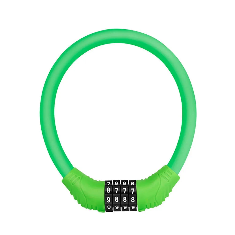 4 Digital Code Anti-Theft Bicycle Cable Lock Stainless Steel Security Locks Portable Combination Code Padlock green