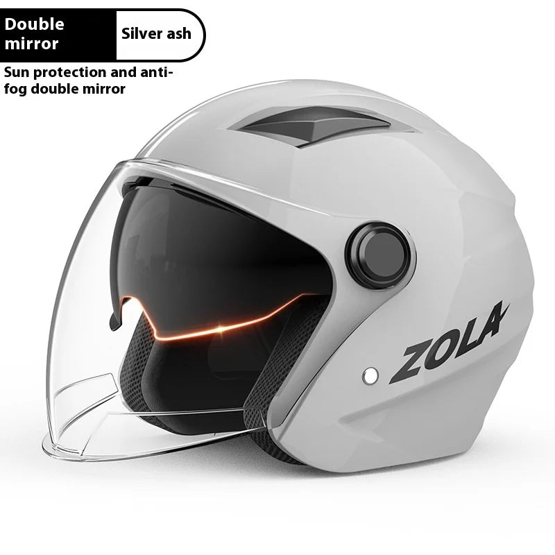 Standard Electric Bike Helmet Men Anti Fog Warm Winter Electric Bike Riding Double Mirror Helmet Grey dual mirror China