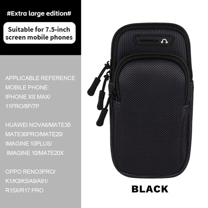 Running phone arm Bag for men and women Arm strap Sports arm Sleeve Artifact Wrist bag Waterproof lightweight outdoor equipment Black