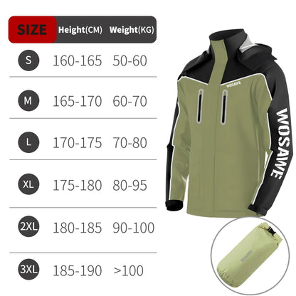 WOSAWE Motorcycle Raincoat 100% Waterproof Reflective Moto Rain Jacket Motocross Rain Coat for Men Women Cycling Motocross Gear