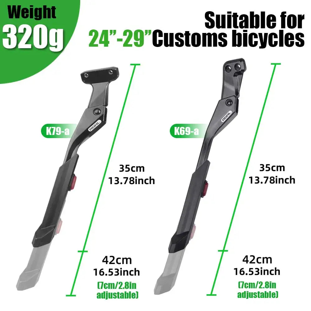 RBRL Adjustable Bicycle Kickstand - Aluminium Alloy for 24-29" Bikes