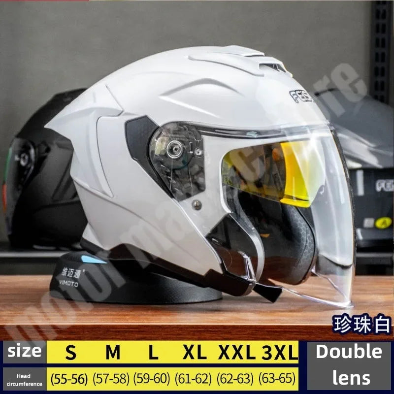 Motorcycle Dual Lens Half Helmet Big Head Circumference Helmet Windproof