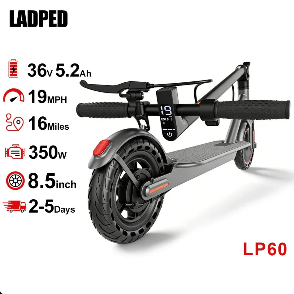 2026 LADPED LP60 Electric Scooter, 350W, 19MPH Speed, 8.5-Inch Tire Folding Design