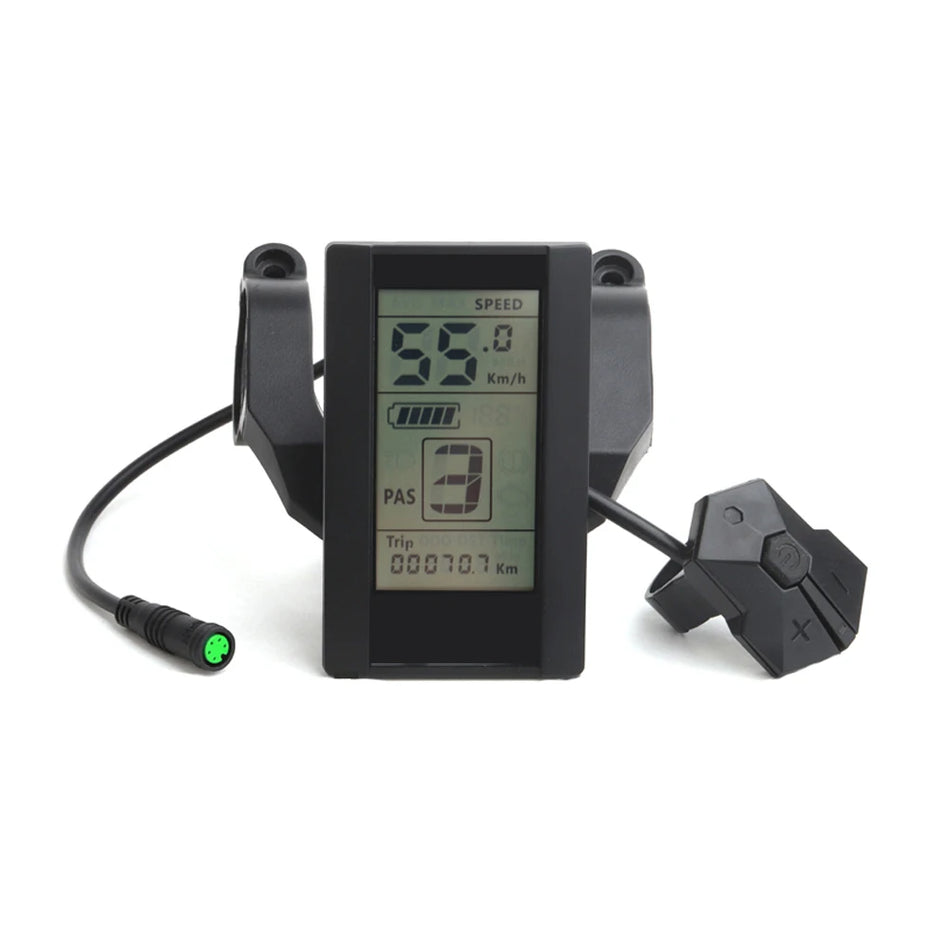 Bafang C965 LCD display speed indicator mounted on e-bike handlebar