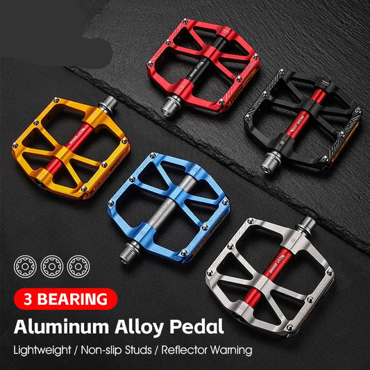WEST BIKING CNC 3 Bearing Bicycle Pedals Ultralight BMX MTB Road Bike Pedals Non-slip Aluminum Alloy Reflective Cycling Parts
