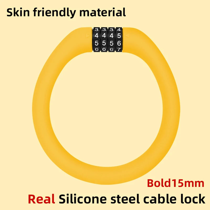 Anti-theft Bold Steel Cable Lock Soft Silicone Covered Road Bicycle Lock Portablle MTB Lock Bike Accessories