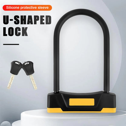 U-shaped Bike Lock With 2 Key Anti-theft Lock Zinc Alloy Convenient Motorcycle Scooter Cycing U Lock Bicycle Accessories