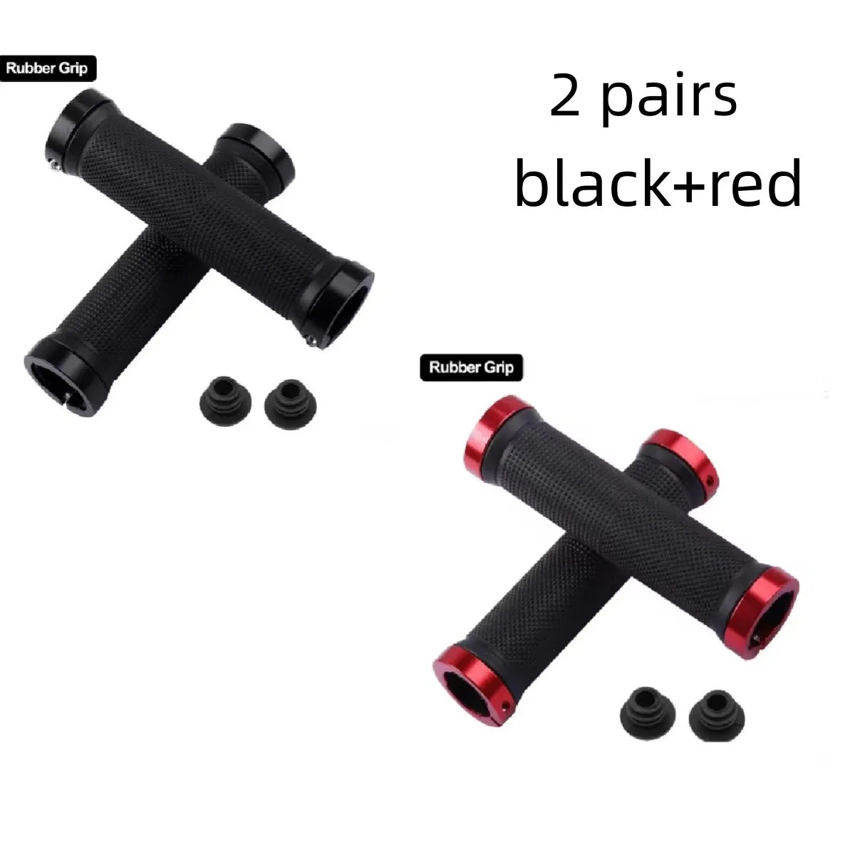 Bicycle Grips BMX Bike Handbar Grips Rubber Bilateral Lock Mountain MTB Bikes Handlebar Grips Non-slip Cycling Bike Accessories black red