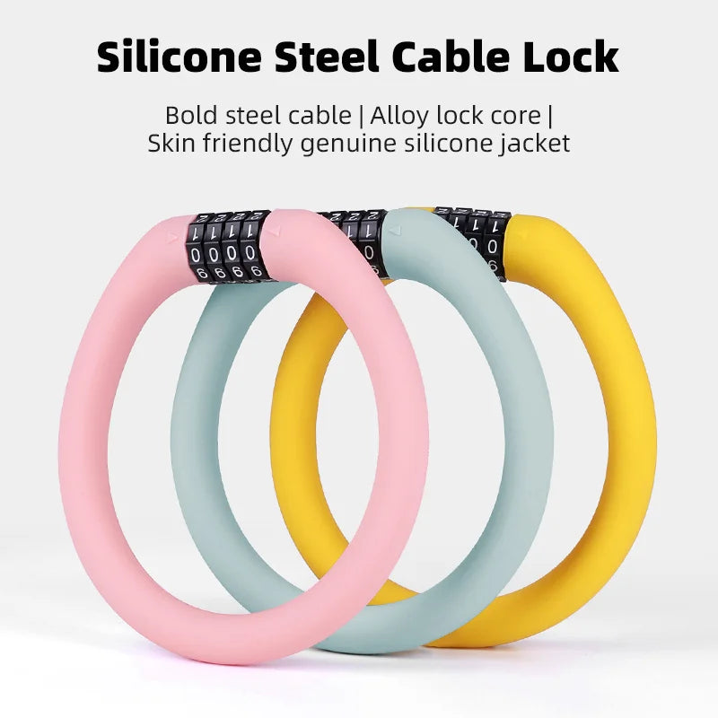 Anti-theft Bold Steel Cable Lock Soft Silicone Covered Road Bicycle Lock Portablle MTB Lock Bike Accessories