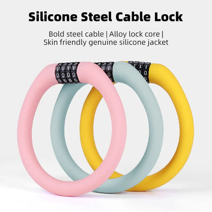 Anti-theft Bold Steel Cable Lock Soft Silicone Covered Road Bicycle Lock Portablle MTB Lock Bike Accessories