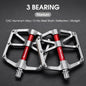 WEST BIKING CNC 3 Bearing Bicycle Pedals Ultralight BMX MTB Road Bike Pedals Non-slip Aluminum Alloy Reflective Cycling Parts Silver