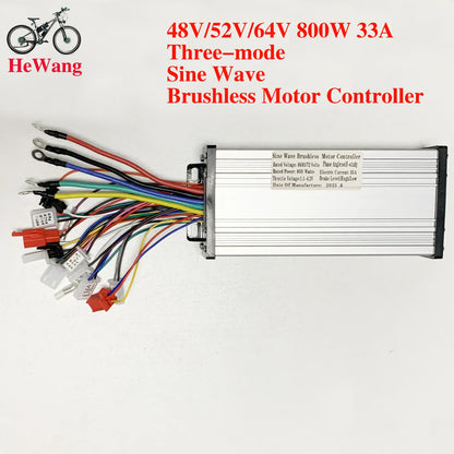 350W/450W/500W/800W three-mode sine wave controller 48V/52V/64V e-bike brushless motor controller 18A/25A/33A/30A for e-scooters