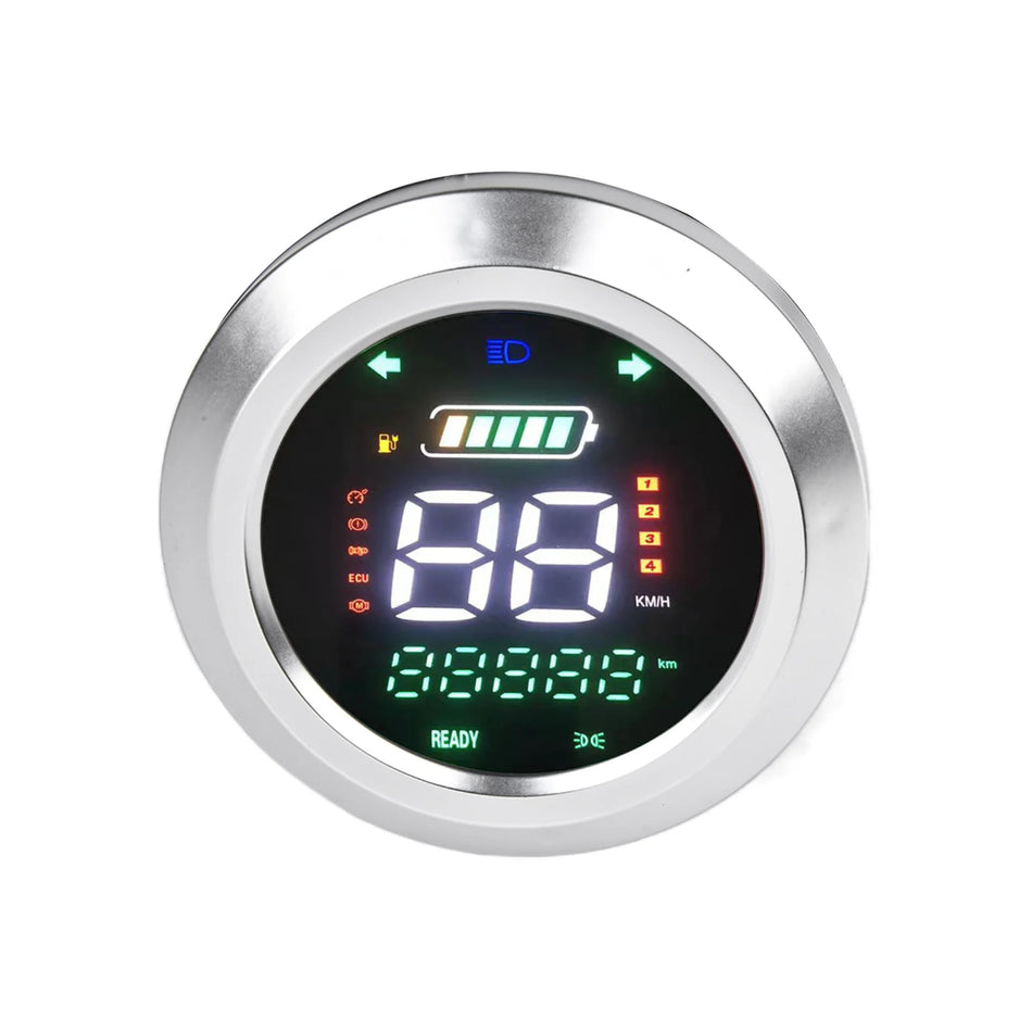 48V/72V Electric Bike Display Meter with 6-Pin Interface & Lighting Wires