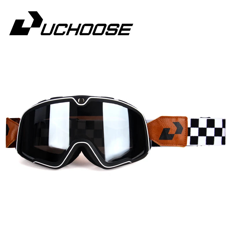 Retro Motorcycle Goggles Ski Glasses Sunglasses ATV Goggles Non-slip Belt AntiUV Cafe Racer Chopper Cycling Racing Free shipping 6