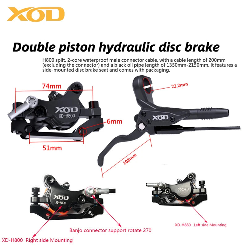 XOD H800/H880 Electric Scooter Hydraulic Disc Brake for KUKirin G2 MAX G2 Master Multiple Models Electric Scooter Brake