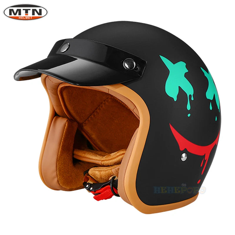Newly Launched Vintage Motorcycle Helmet DOT Certified Synthetic Leather